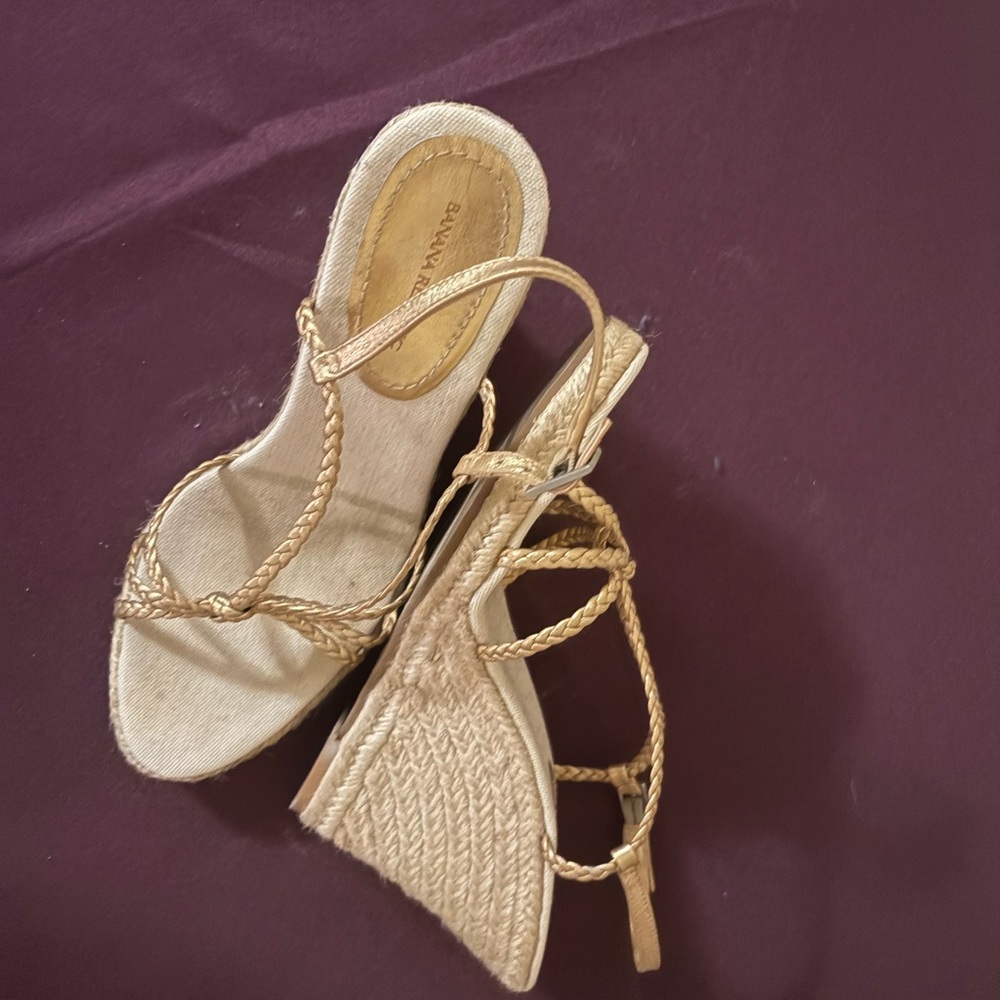 Banana Republic Tan Wedge Espadrilles with Strappy Design